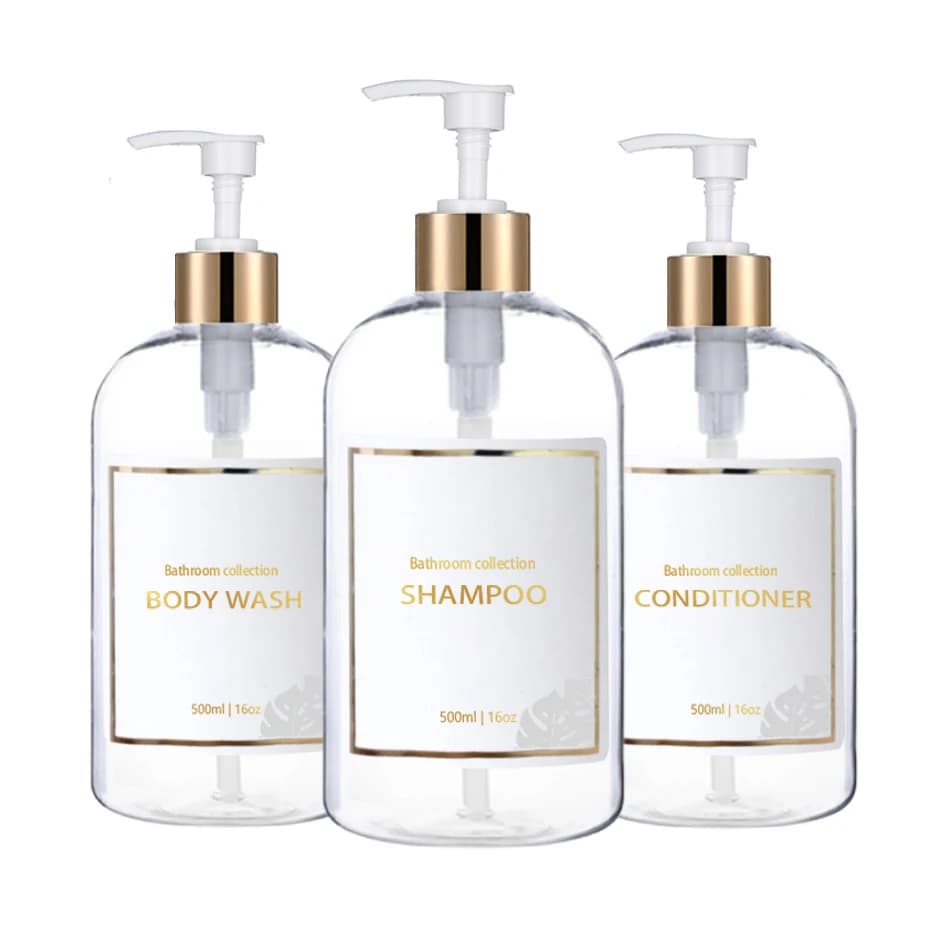 Dispenser da bagno da 500 ml Bottiglie per dispenser di shampoo e balsamo Bottiglie per lozione riutilizzabili Bottiglia di tipo pressa Accessori da bagno