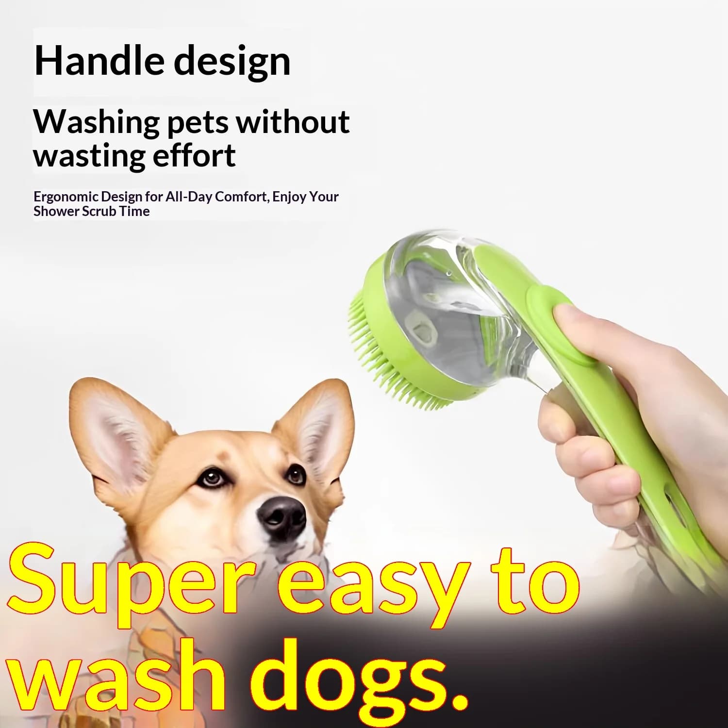 Shampoo Dispenser Pet Bath Brush Soft Silicone Massage Grooming Comb Long Handle Dog Cat Washing Shower Brush