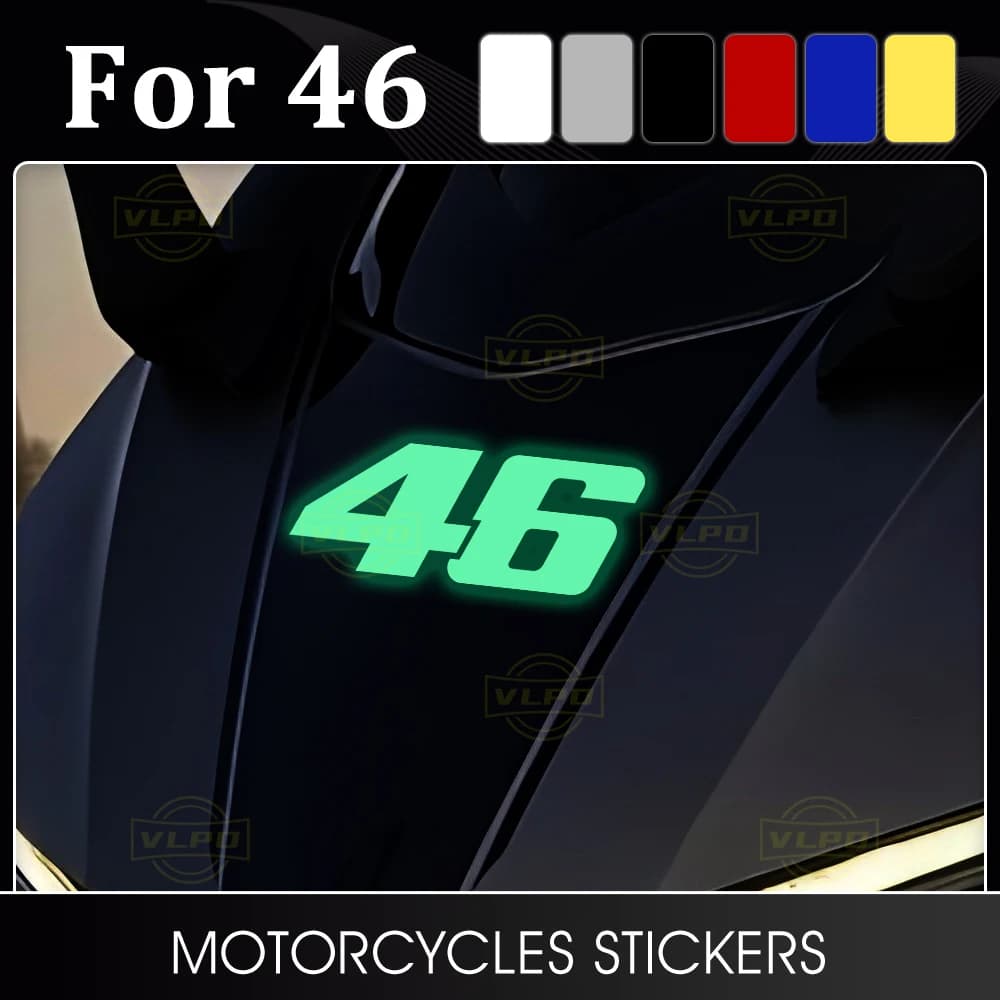 2 pezzi adesivi bagliore moto decalcomanie impermeabili per MOTO GP 46 numero MOTOGP 46