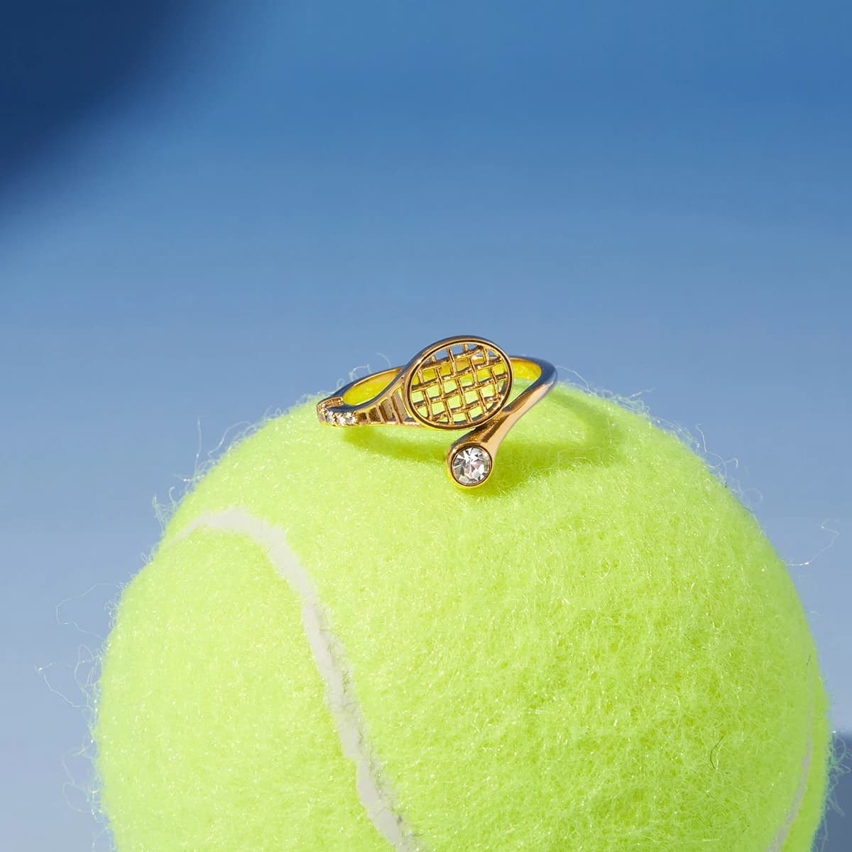 Anello da dito Yori in acciaio inossidabile a forma di racchetta da tennis, minimalista, impermeabile, alla moda, gioiello da dito in metallo per uso quotidiano, consigliato 2026