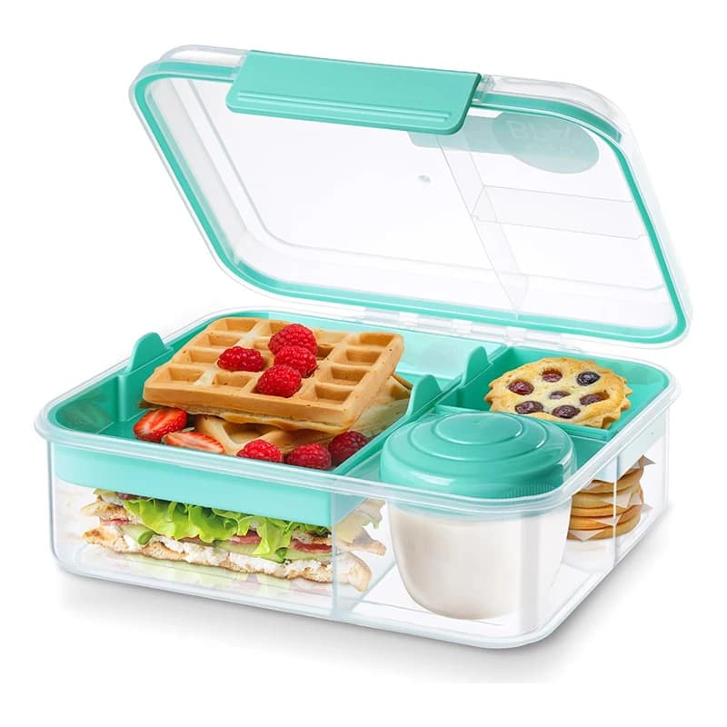 4 Compartment Leakproof Bento Lunch Box with Detachable Trays BPA Free Microwave Safe Meal Prep Container Snackle Box for Kids