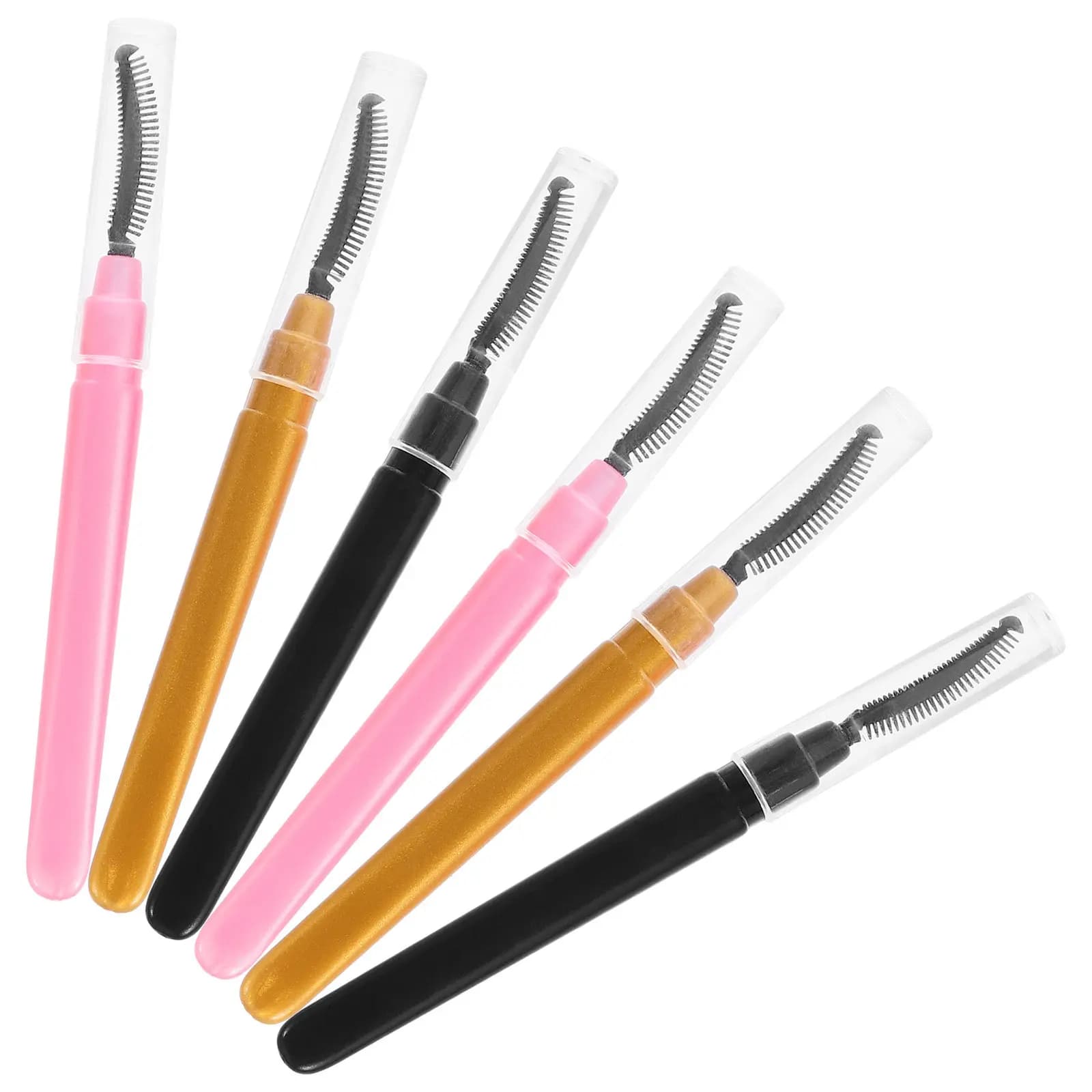Set di 6 Eleganti Spazzole in Silicone per Ciglia, Applicatore Multifunzionale per Mascara, per Separazione e Applicazione Mascara, Uso Quotidiano, Portatile