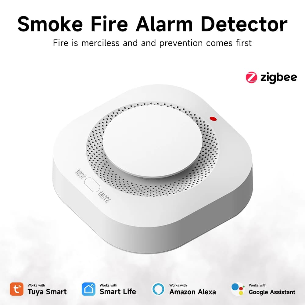 Tuya Zigbee Smart Smoke Detector Alarm Sensor Home Security Fire Protection For Home Security System Via Smart Life APP