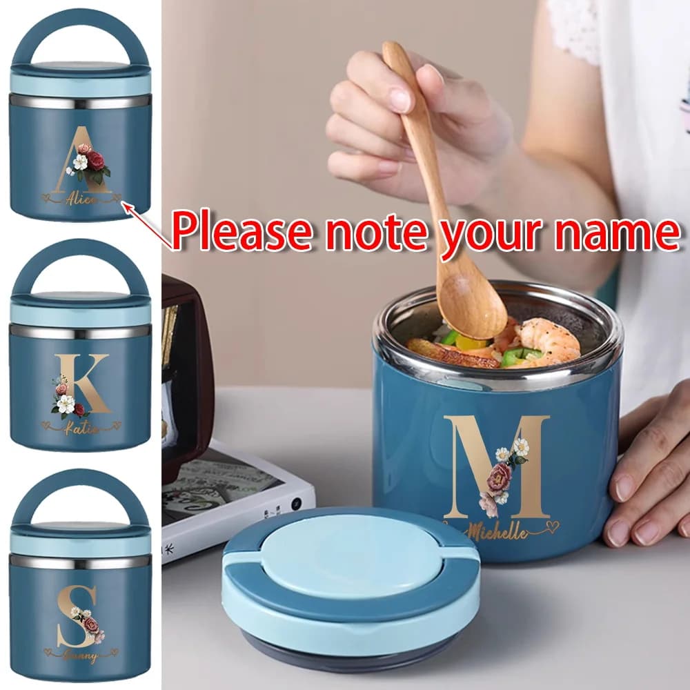Porta Pranzo Personalizzato Unisex per Viaggi e Picnic, con Stampa di Lettere Personalizzate, Portatile per Lavoratori e Studenti, Borsa Termica per il Pranzo