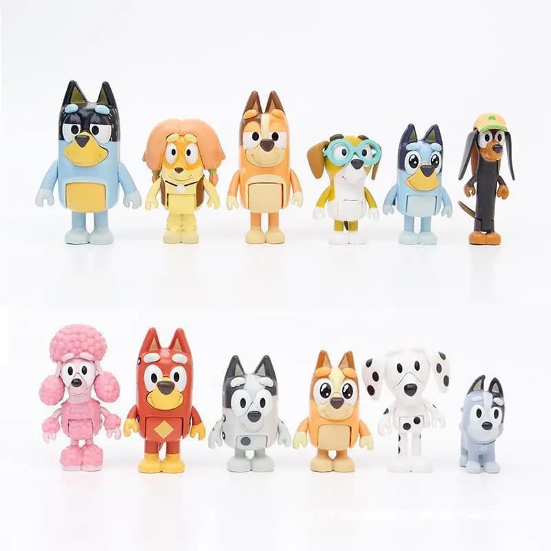 Bluey Anime Action Figures Bandit Chilli Bingo con giunti mobili Cartoon Dog Model Dolls Kids Party Favor Toys Regalo di compleanno