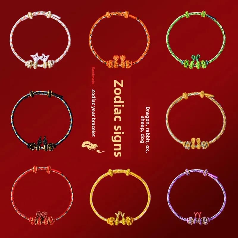 2026 Horse Year Zodiac Red Rope Bracelet Women's Braided Hand Rope Amulet Men Children's Bracelets New Year Gifts Lucky Jewelry