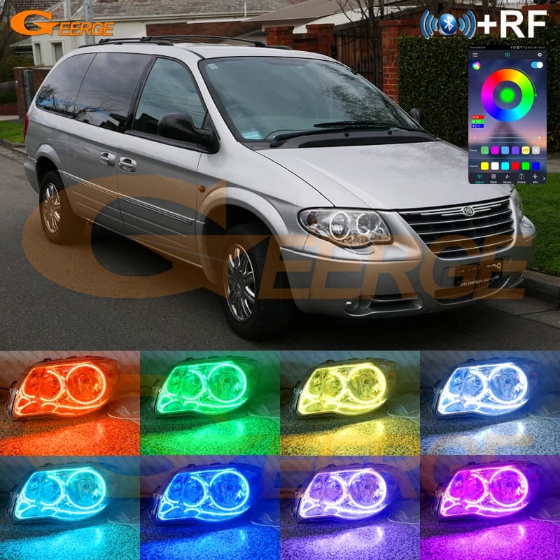 Per Chrysler Voyager IV 2005 2006 2007 2008 RF A Distanza Bluetooth APP Multi-Color Ultra Luminoso RGB LED Angel Eyes Kit Halo Anelli