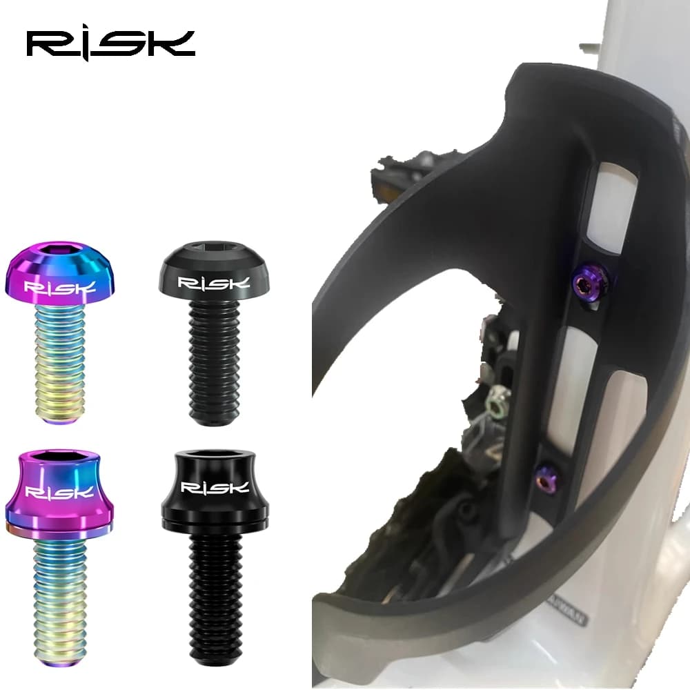 RISCHIO M5x12mm Viti di fissaggio per portaborraccia per bicicletta Lega di titanio MTB Viti portaborraccia per bicicletta da strada Bulloni fissi per pompa d'aria