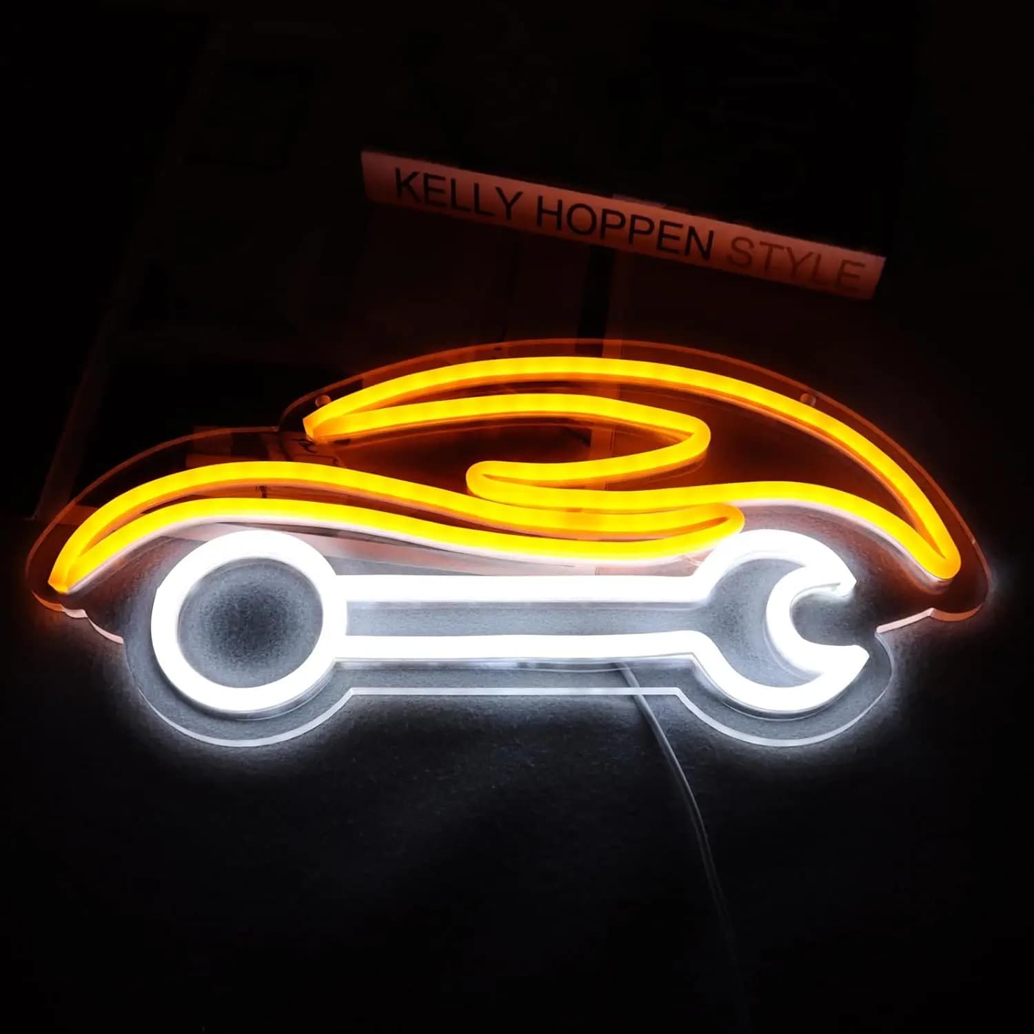 Insegna al neon a forma di chiave inglese per decorazione da parete, decorazione LED per garage, insegna al neon a forma di chiave inglese per la stanza dei uomini, officina meccanica