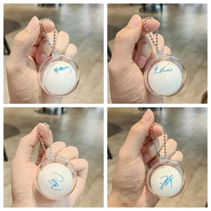 Portachiavi con Pallina da Ping Pong Miniatura, Ciondolo con Autografo di Fan Zhendong, Ma Long, Sun Yingsha, Wang Chuqin, Xu Xin per Accessori Borsa Sportiva