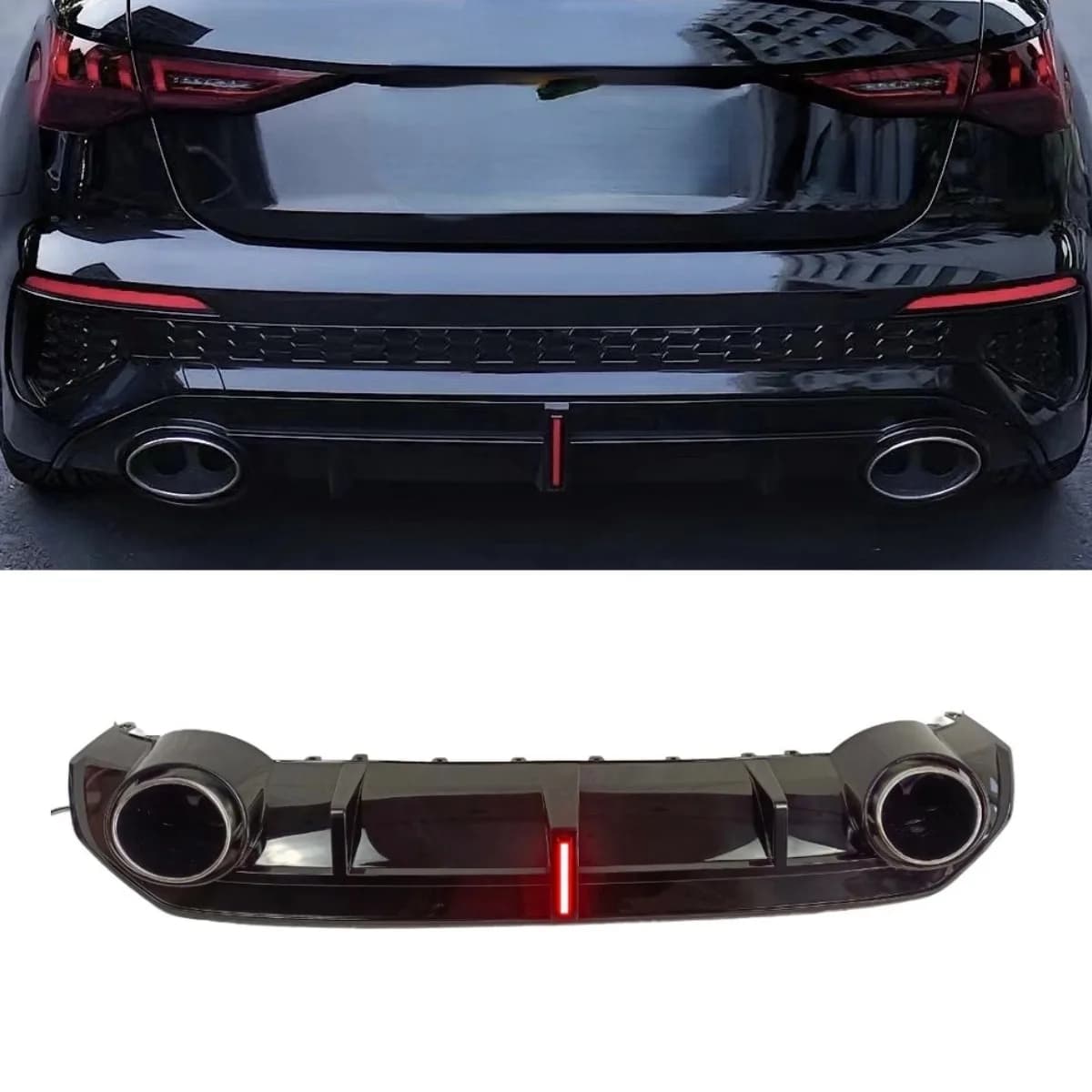 For Audi A3 S3 2021-2024 Car Rear Bumper Spoiler Lip Diffuser Modification Part Bumper Guard Protector Cover Car Accessories