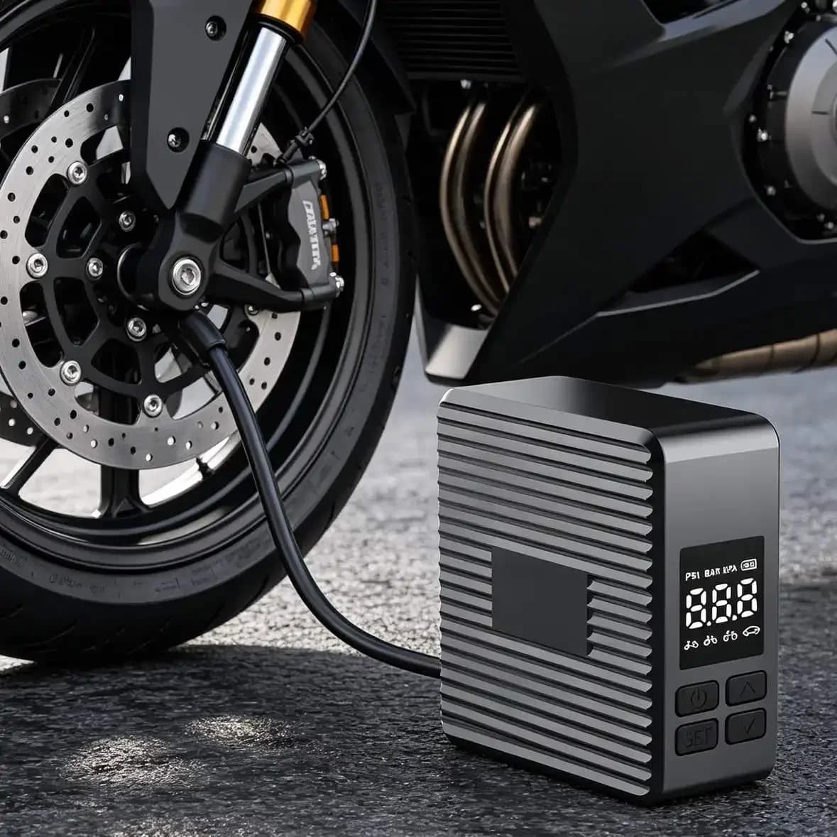 Mini Pompa per Pneumatici Senza Fili HL - Gonfiatore con Display Digitale e Pressione Preimpostata, Gonfiaggio Rapido per Auto, Bicicletta, Scooter, Pallone da Basket