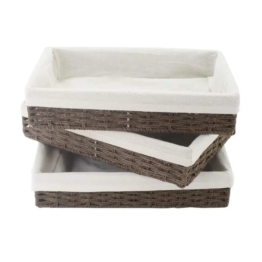 Woven paper rope storage baskets, delicate storage box for shelves Bathroom Kitchen Living Room Office Desk Bedroom. Brown