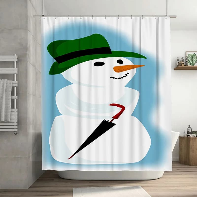 Tuniu Simpatico pupazzo di neve Tenda da doccia per bagno Impermeabile Decorazioni festive per le vacanze Divertente sfondo a tema invernale per vasca