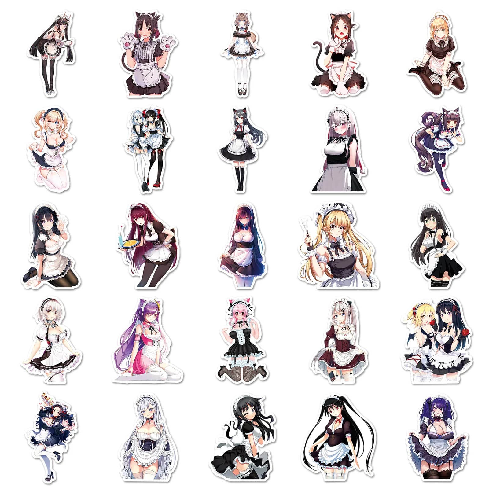 10/50 Pezzi Adesivi Anime Two Meta con Graziose Cameriere, Impermeabili, per Laptop, Telefono, Decorazione Desktop, Giocattoli, Decalcomanie per Ragazze