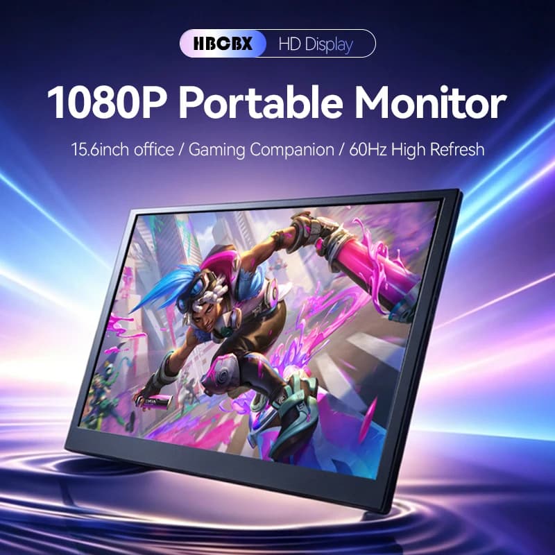 15.6-inch Portable Monitor With 100%sRGB IPS 1920x1080P 16:9 Ultra-thin Rear Stand Design, USB-C Mini HDMI Phone Laptop Monitor