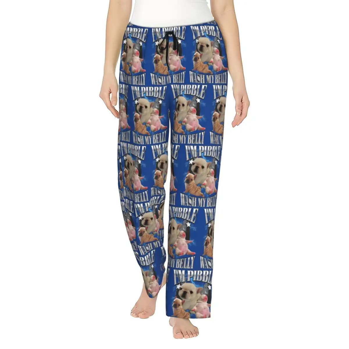 I'm Pibble Wash My Belly Girl's Loungewear pants Comfy French Bulldog Brainrot Meme Pyjama Pants Dorm Pajama Bottoms