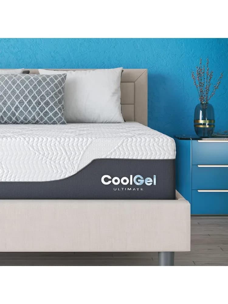 Materasso Queen in memory foam medio-rigido Chill da 14 pollici, con 2 cuscini bonus in memory foam CoolGel, 14" con stampa