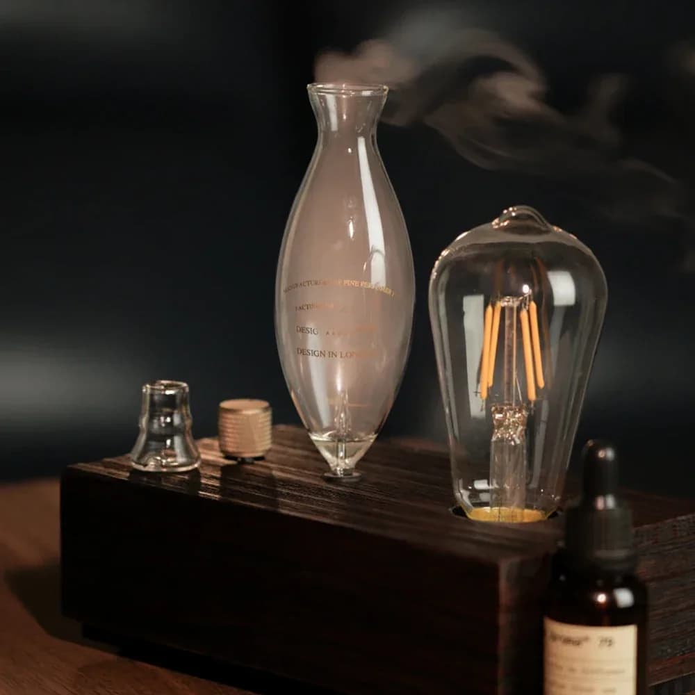 Diffusore di oli essenziali Nebulizzatore Diffusore di oli aromatici in vetro Grano di legno Nebulizzatore professionale ricaricabile per macchina profumata per la casa