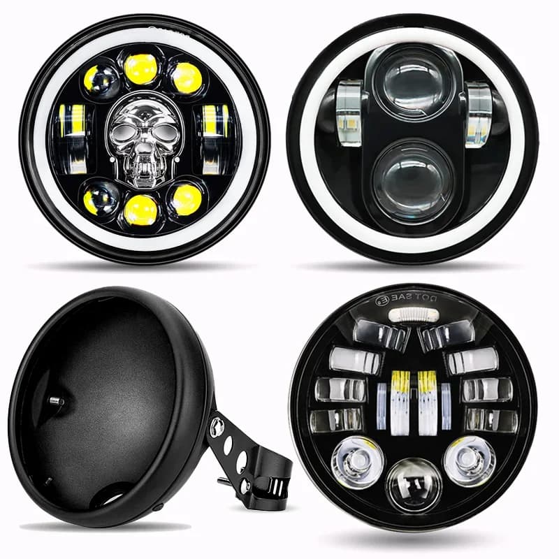 5.75 pollici nero rotondo moto 5 3/4 "LED faro montaggio alloggiamento benna Shell per Harley Chopper faro