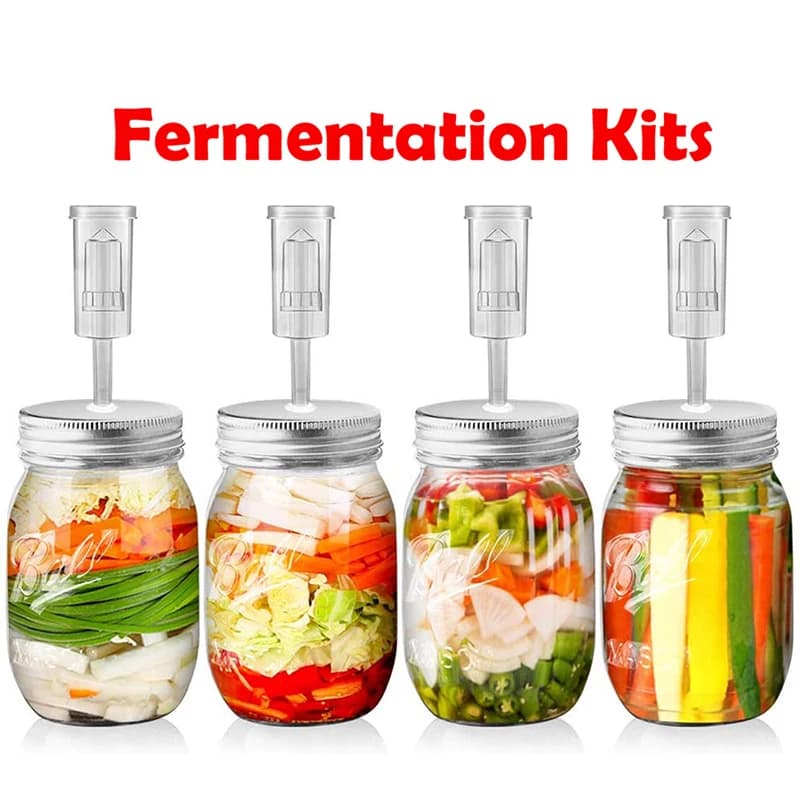 Kit di Fermentazione per Barattoli Mason con Coperchio a Bocca Larga 70mm/86mm per Mantenere gli Alimenti Sott'acqua