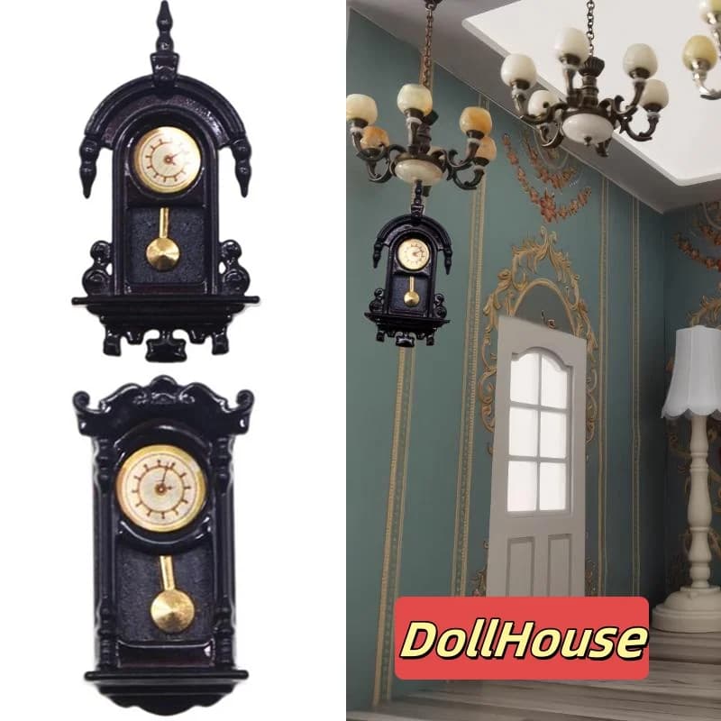 1/12 doll house simulation vintage wall clock model doll house furniture toy doll house micro scene accessories