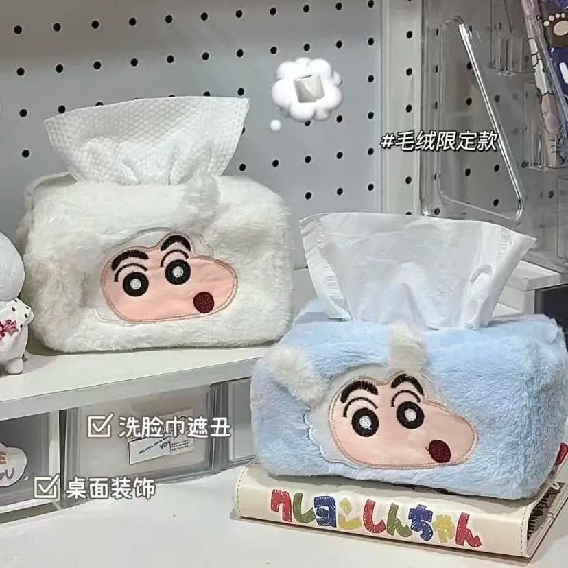 Crayon Shin-chan plush tissue box, cute cartoon storage tissue bag, fun desktop gift for friends