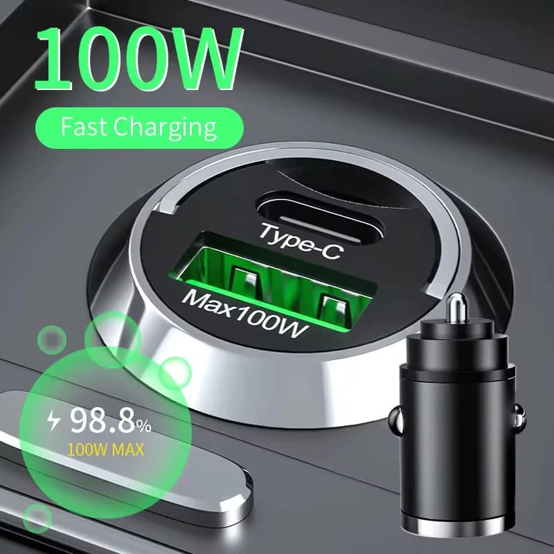 100 W Car Charger PD Fast Charging for IPhone QC3.0 Mini USB Type C Mini Car Charger for Samsung Huawei xiaomi
