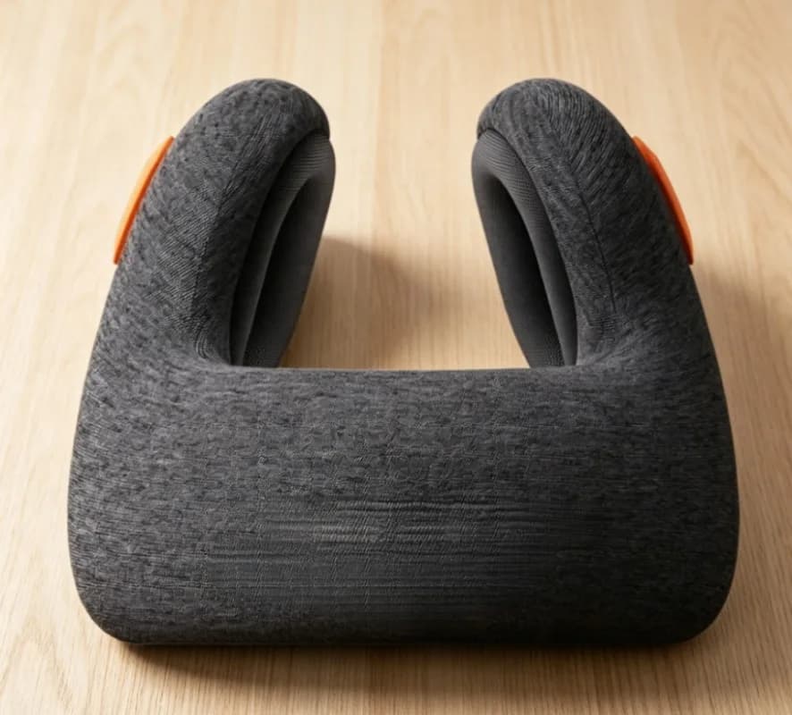 Travel Neck Pillow with Noise Canceling Earmuffs, 25dB Memory Foam 360° Support for Airplane Car Office