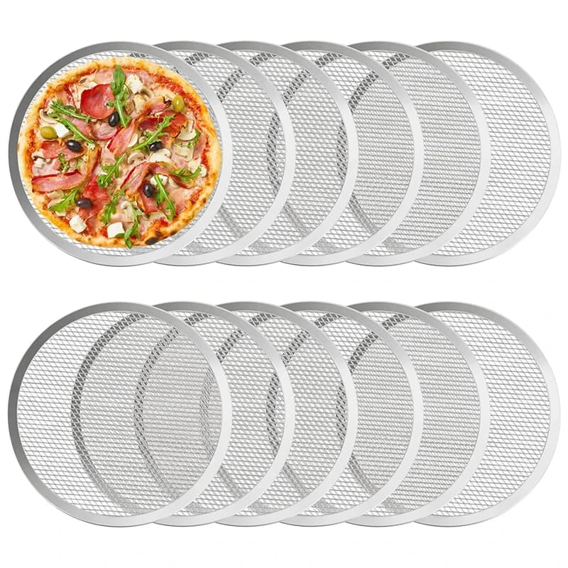 10 confezioni di teglie per pizza rotonde in lega di alluminio con fori vassoio antiaderente per frutta e verdura da 8/10/12/14 pollici per la cottura del ristorante