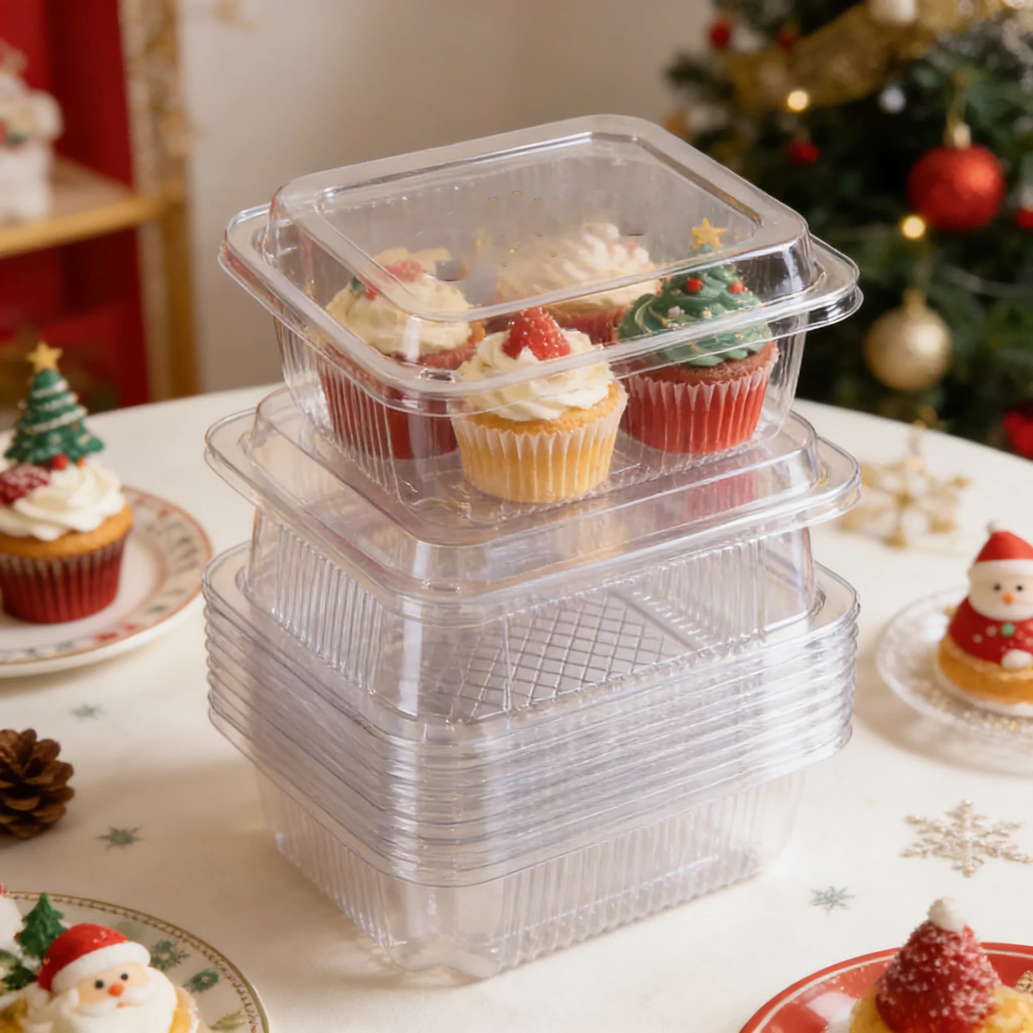 Scatole da forno natalizie 25x19 cm, 50 scatole spesse per torte usa e getta per dolcetti natalizi, dessert per feste