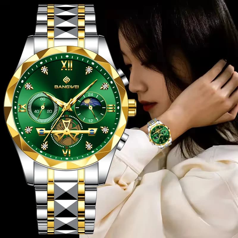 BANGWEI Orologio originale alla moda per donna, orologio da donna impermeabile con data luminosa, orologio da donna al quarzo in acciaio inossidabile