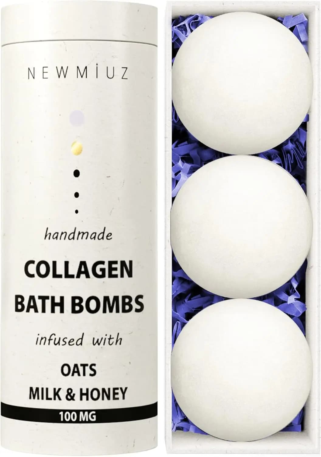 Bombe da Bagno Cremose al Collagene con Avena, Latte, Miele e Oli Essenziali per Nutrire la Pelle Secca