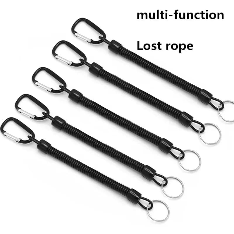 Corda per la pesca smarrita 5 Corda elastica tattica telescopica a molla Fibbia da campeggio Anti perdita Portachiavi per cellulare Corda da pesca