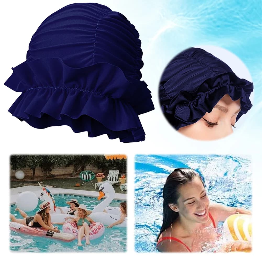 Women's pleated bathroom headphone, elastic, with ear protection, portable, keeps the untouched hairstyle for beach and pool
