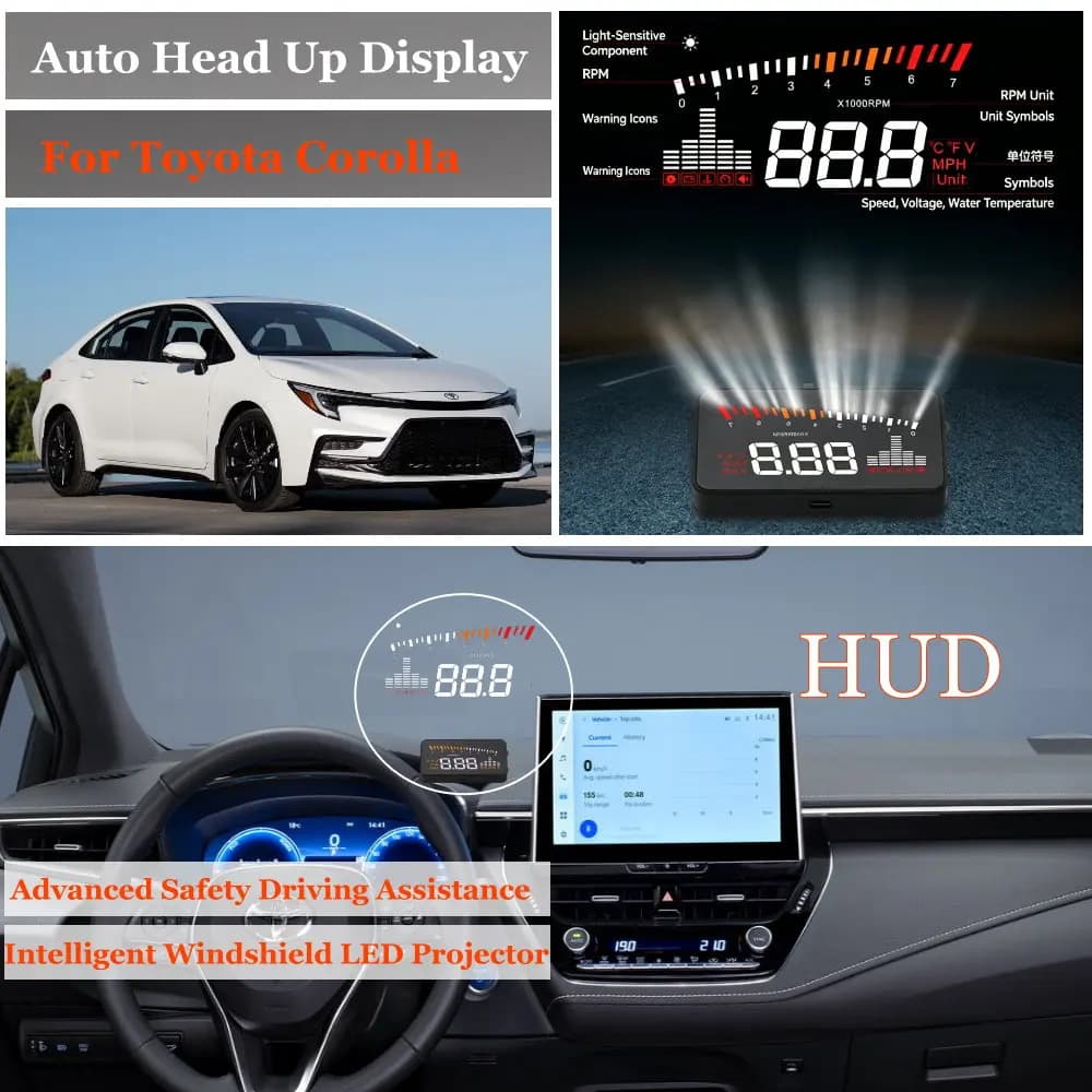 Car Head Up Display For Toyota Corolla E170/E210 2013-2026 AUTO HUD Windshield Projector Accessories Speedometer Odometer RPM