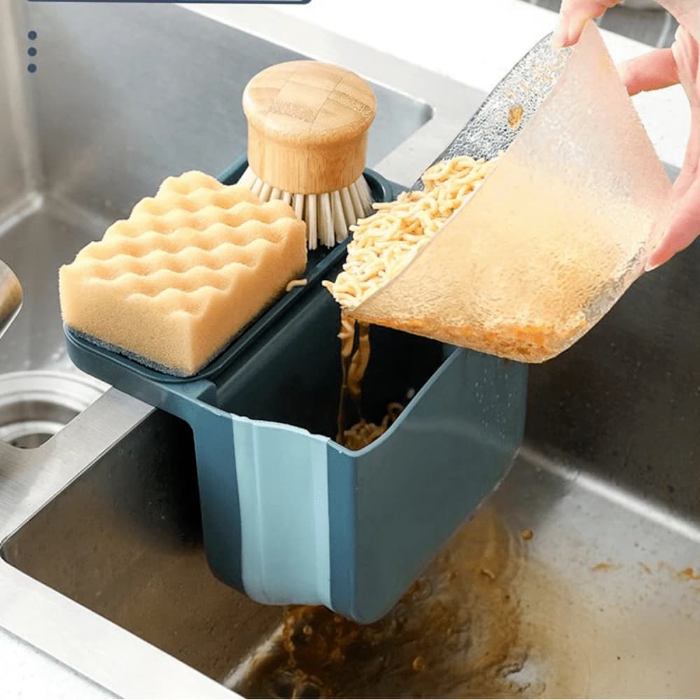 Lavello da cucina Cestello scolapiatti telescopico Aspirazione Pieghevole Appendiabiti Cucina Rifiuti Piscina Separazione asciutta e bagnata Pattumiera