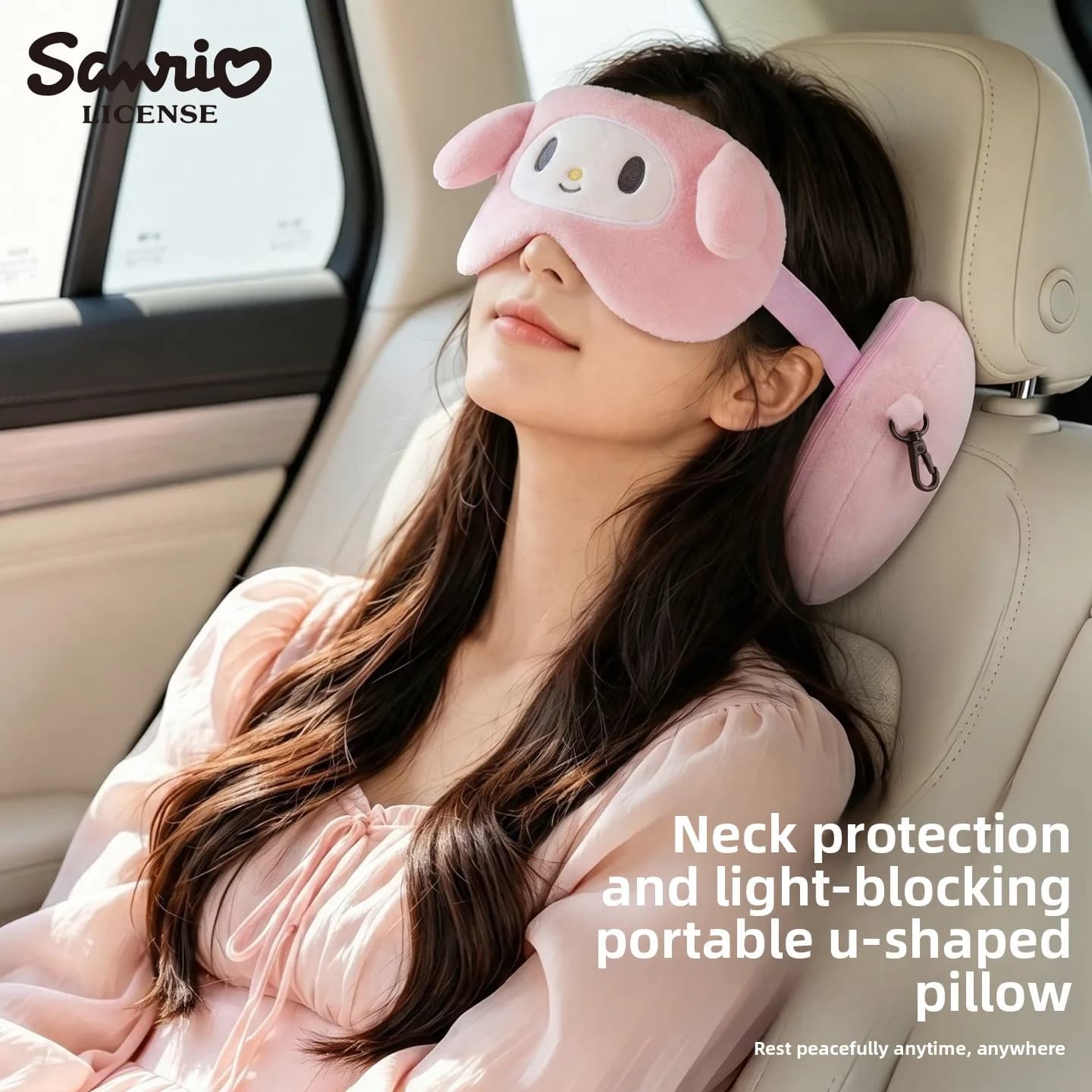 Sanrio Neck Pillow Travel Portable Folding Pillow Eye Mask Office Sleep Tool Business Travel Car Headrest Neck Protection