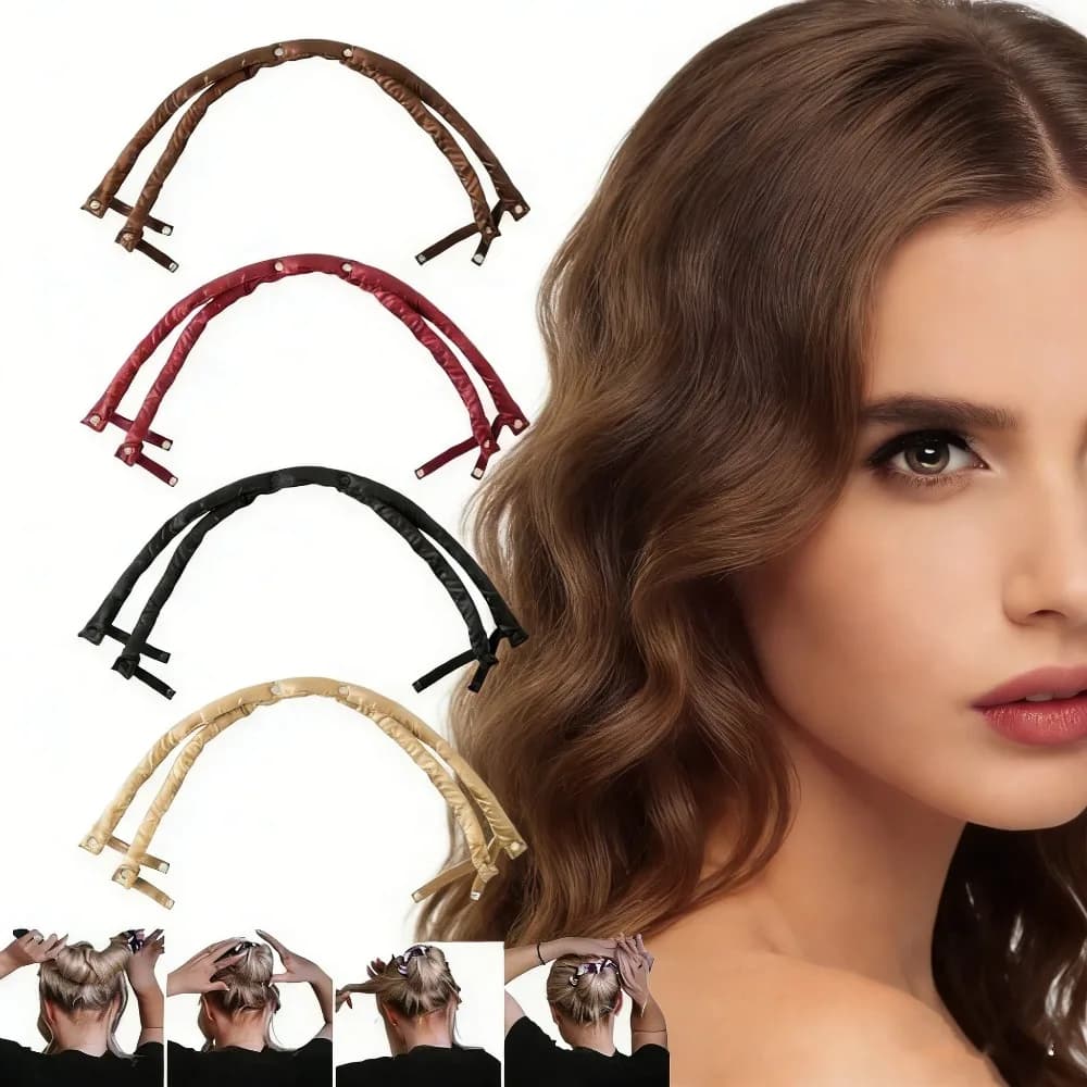 2 pieces buckle shape adjustable without heat rod curlers band soft bigodini to sleep during the night curls lazy hair styling rods