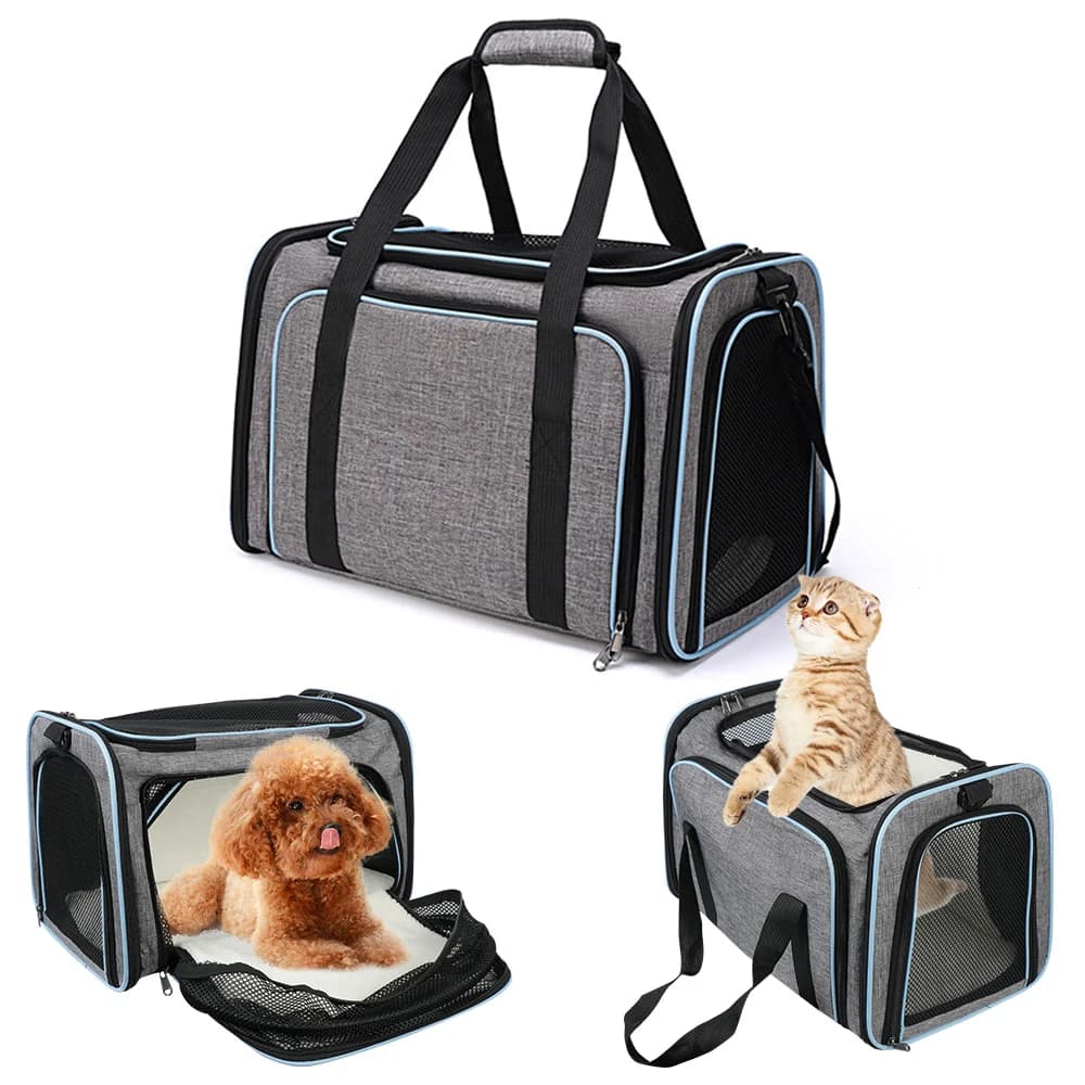 Borsa da Trasporto Ventilata per Cani e Gatti, Espandibile e Pieghevole, Accessori per Animali Domestici, Borsa Portatile per Trasporto Animali, Borsa da Viaggio per Gatti