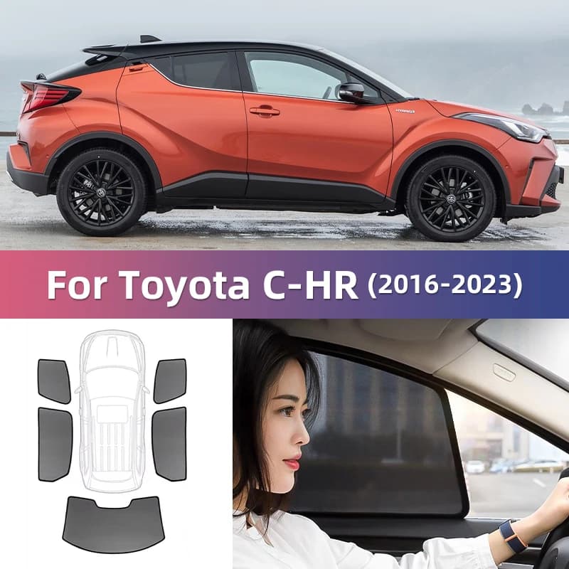 Per Toyota CHR C-HR 2016-2023 finestrino laterale posteriore parasole visiera accessori parasole per auto parabrezza anteriore tenda del veicolo in rete