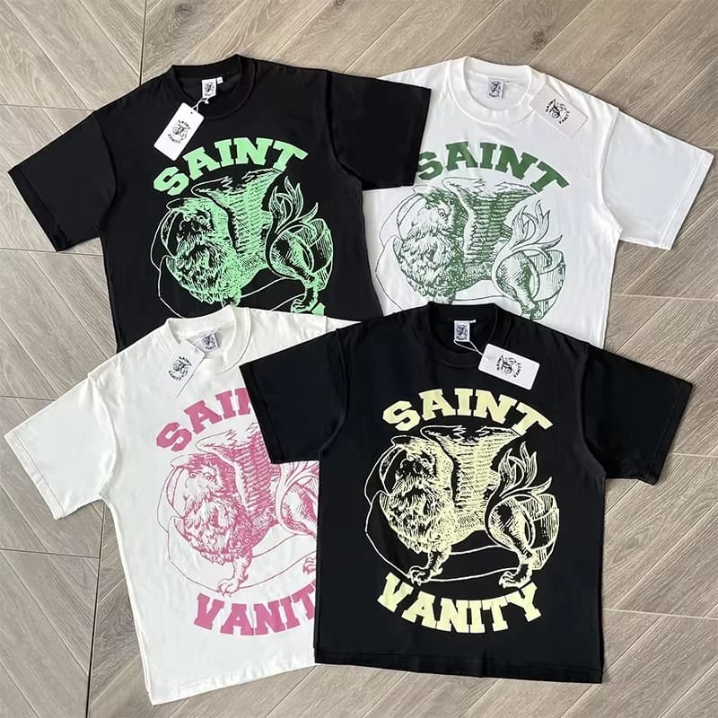 2026 SAINT VANITY Ins The Same Style, Letter Printing Casual Short-sleeved T-shirt for Men and Women Breathable Oversized TShirt