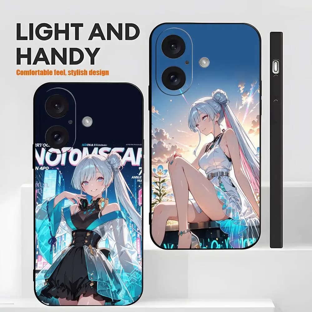 Cute Anime Girl K-KaguyaS Phone Case For iPhone 17 16 15 14 13 12 X XR XS 8 Plus Mini Pro Max Soft black Shockproof Cover