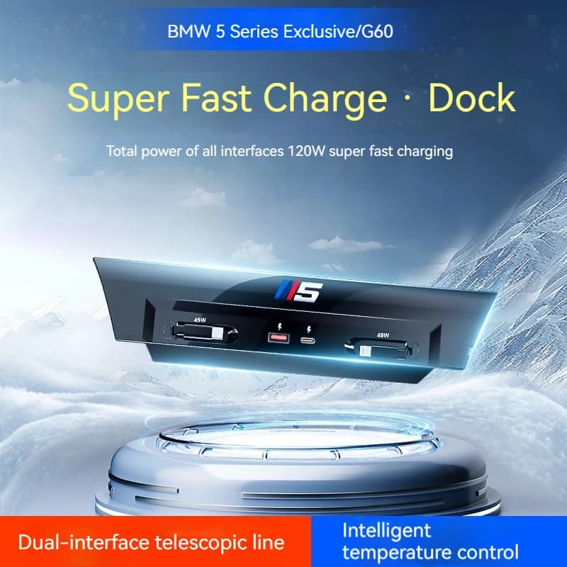 Per BMW Serie 5 G60 2024 Accessori USB Tipo-C Splitter Console centrale Caricatore rapido Shunt Docking Station Extender Car Interio