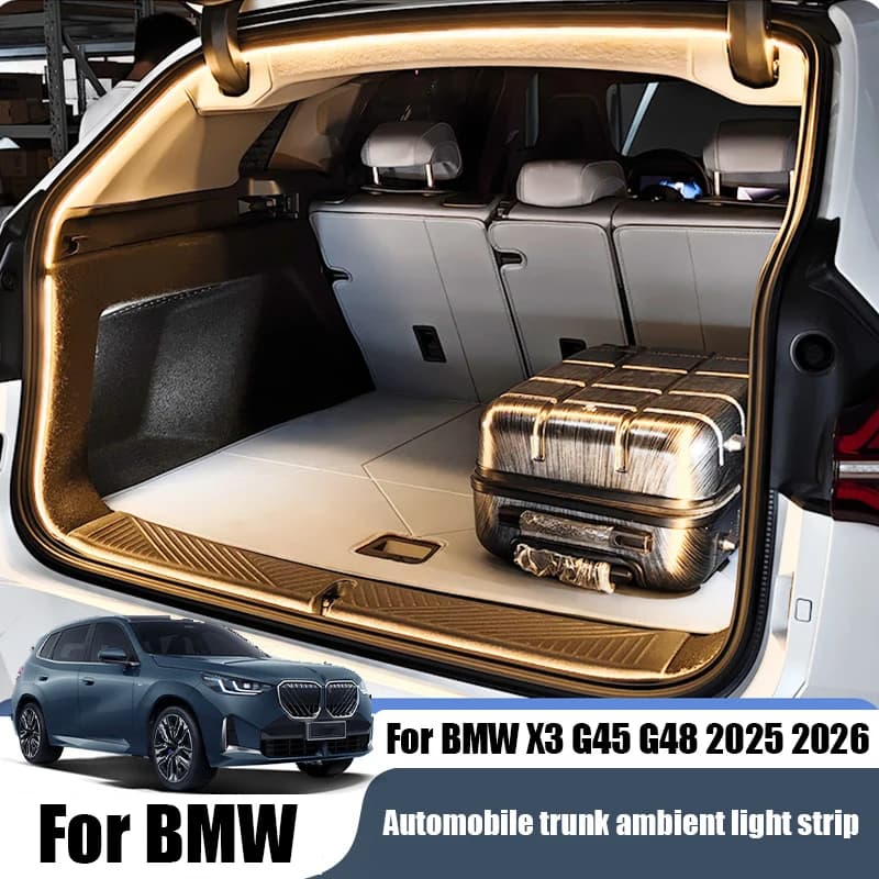 Striscia luminosa per bagagliaio BMW X3 G45 G48 2025 2026, installazione plug-in, parti per modifica interni