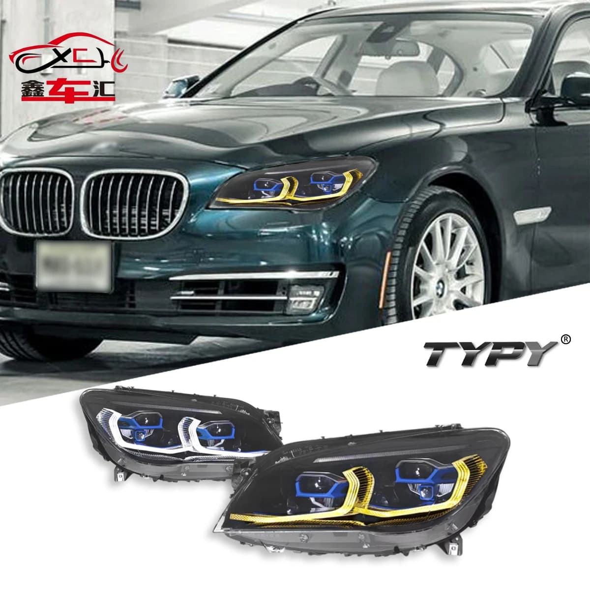 Faro per BMW Serie 7 F01 F02 2013-2015, Aggiornamento Modificato con Nuovo DRL, Indicatore di Direzione Dinamico a LED, Accessori Auto