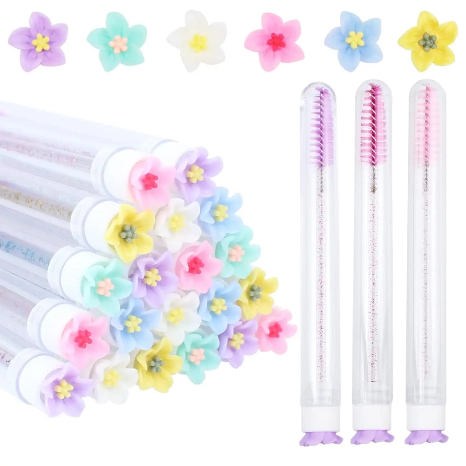 Set di 20 Scovolini per Mascara Riutilizzabili con Tubo a Forma di Rosa, Spazzole per Extension Ciglia, Strumento per il Trucco