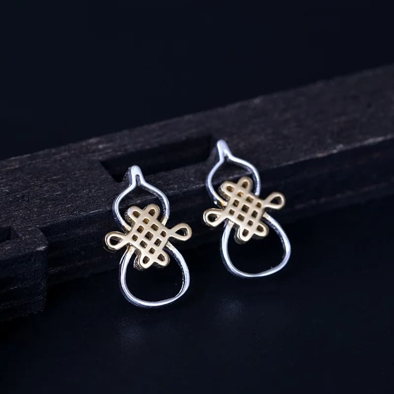 Gioielli in argento S925 realizzati a mano, orecchini di benedizione in stile cinese, orecchini di zucca minimalisti e personalizzati, fascia alta e Versa