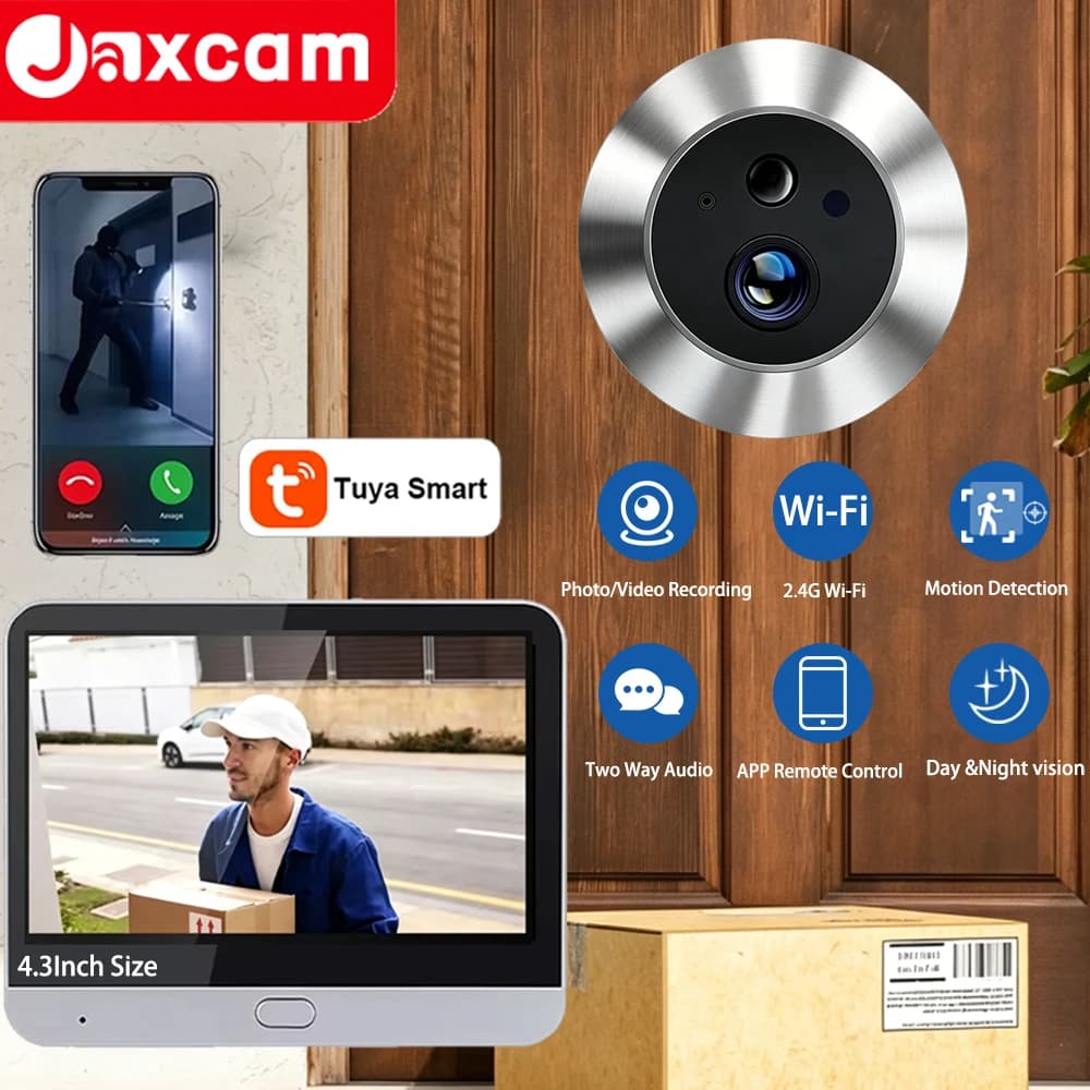 Telecamera Spioncino Wireless 2.4G WiFi 5MP per Casa Intelligente con Audio Unidirezionale e Sensore PIR per Appartamenti