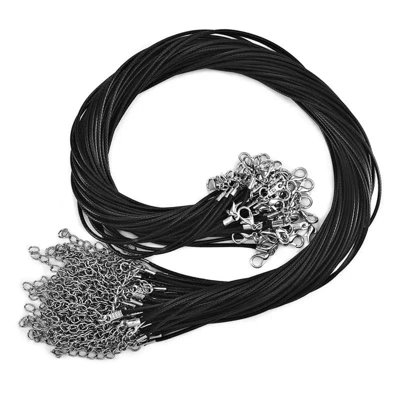 50 Pz/lotto 1.5/2mm Collana di Cordoncino di Cuoio Con Chiusura a Moschettone Catena di Corda di Cera Per Collane FAI DA TE Ciondolo Cavo di Cera risultati dei monili